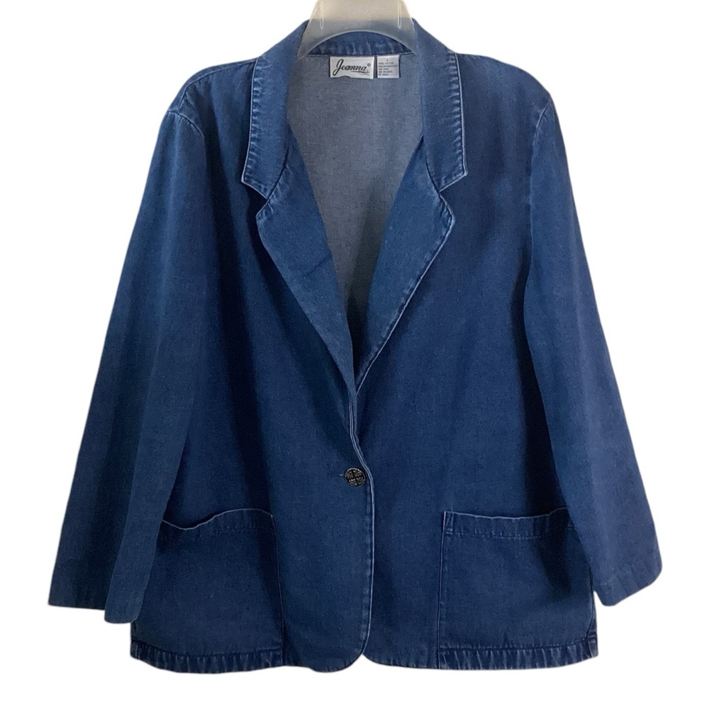 Joanna Vintage Denim One Button Blazer Large